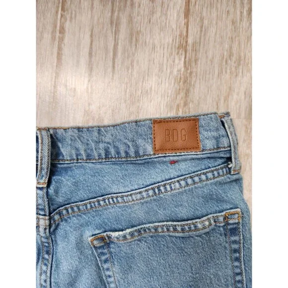 BDG Stretch High Rise Slim Straight Button Fly Blue Denim Jeans Distressed Sz 32 - Picture 12 of 12